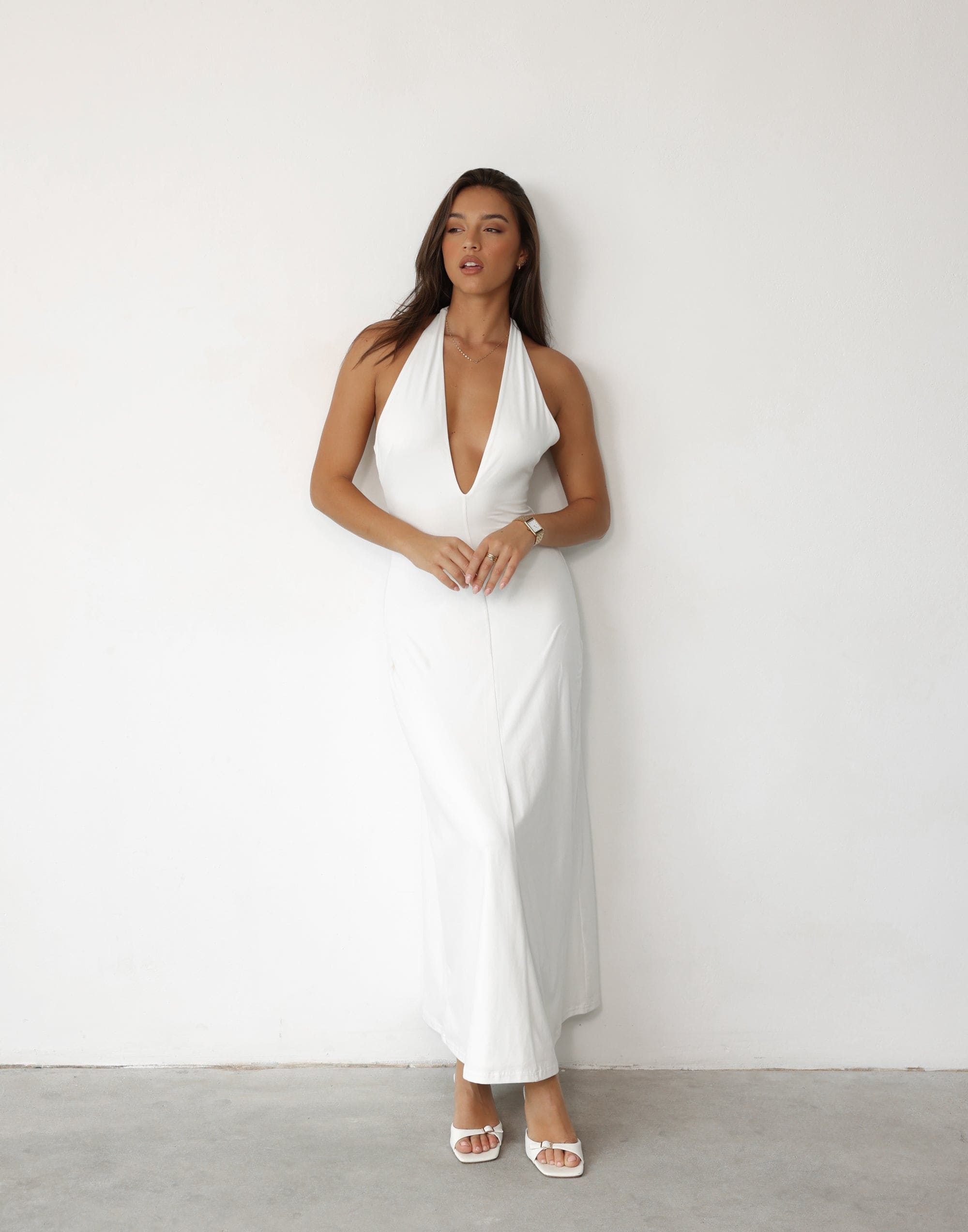 Victoria Maxi Dress (White)