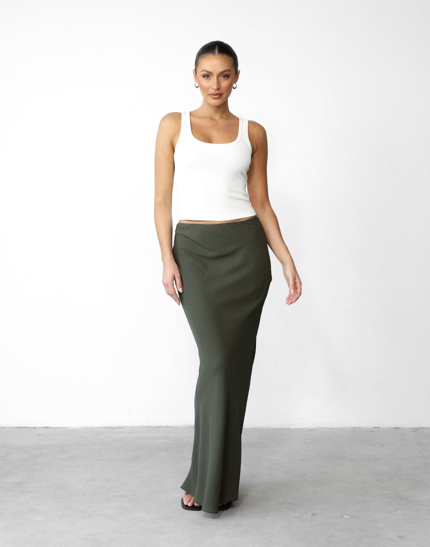 Isla Maxi Skirt (Burnt Olive) - Flowy Mid to High Rise Maxi Skirt - Women's Skirt - Charcoal Clothing
