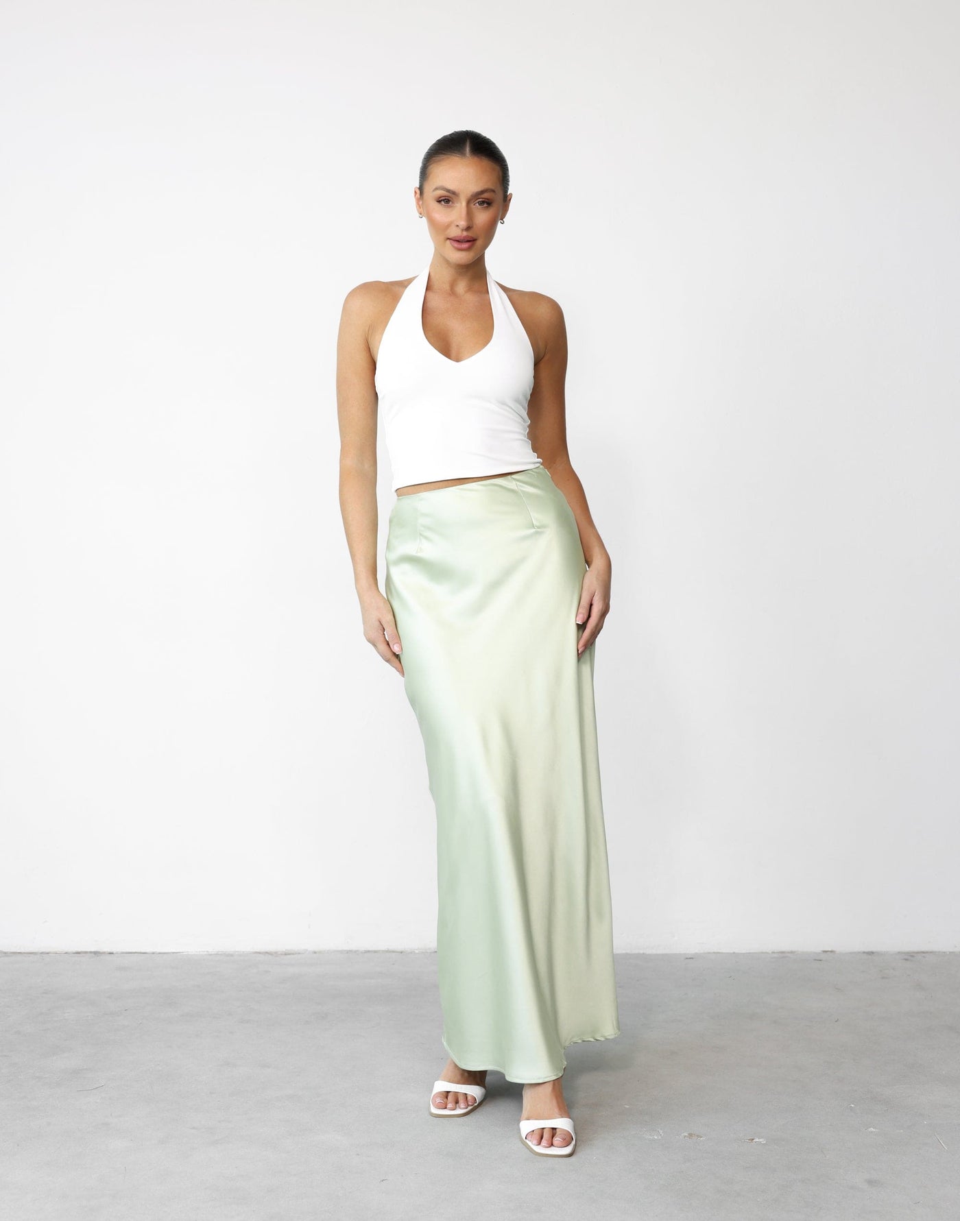 Sincerity Maxi Skirt (Margarita) | Charcoal Clothing Exclusive - Satin High Waisted Skirt - Women's Skirt - Charcoal Clothing