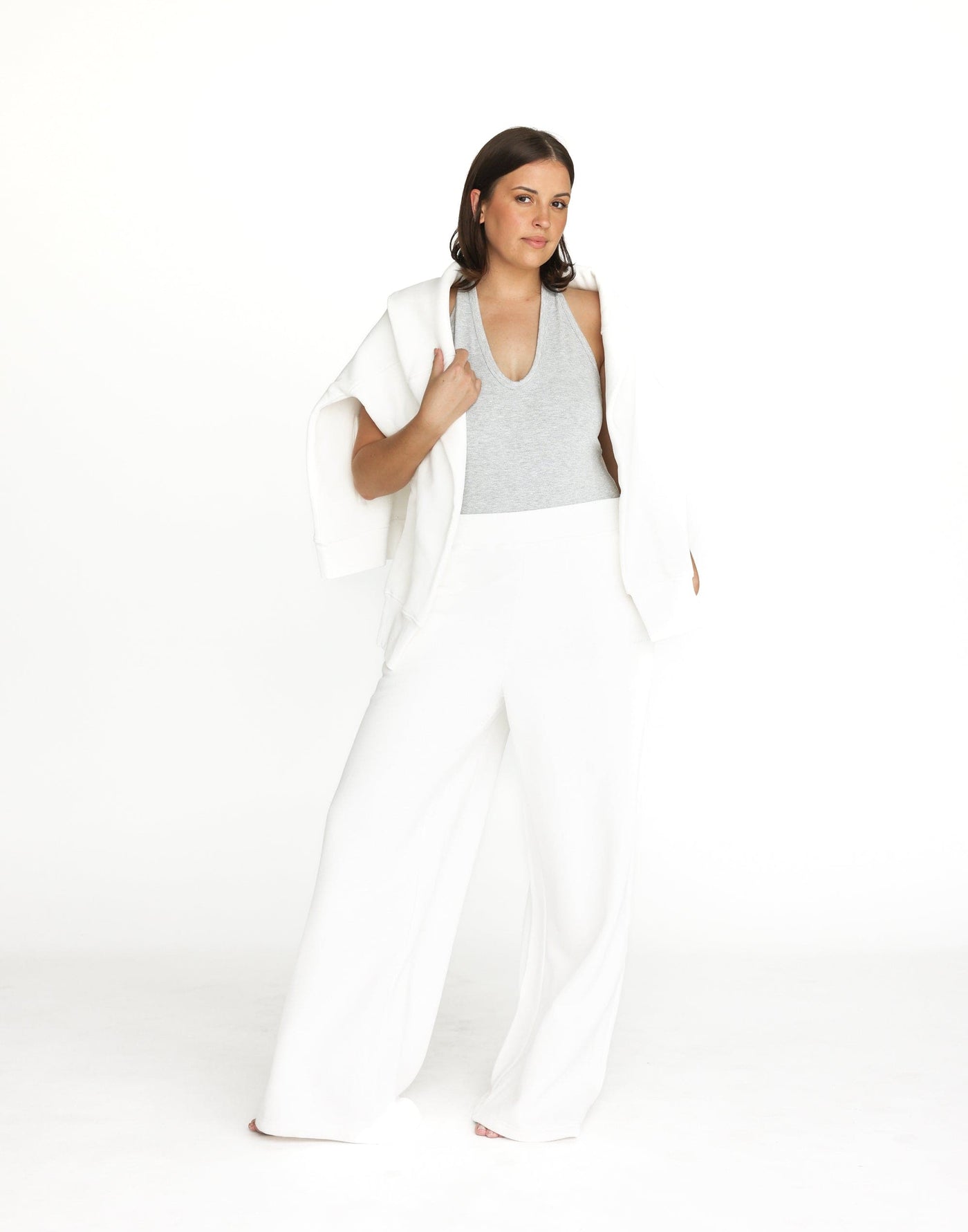 Arwen Bodysuit (Grey Marle) | CHARCOAL Exclusive - Ribbed Low Neck Halter Bodysuit - Women's Top - Charcoal Clothing