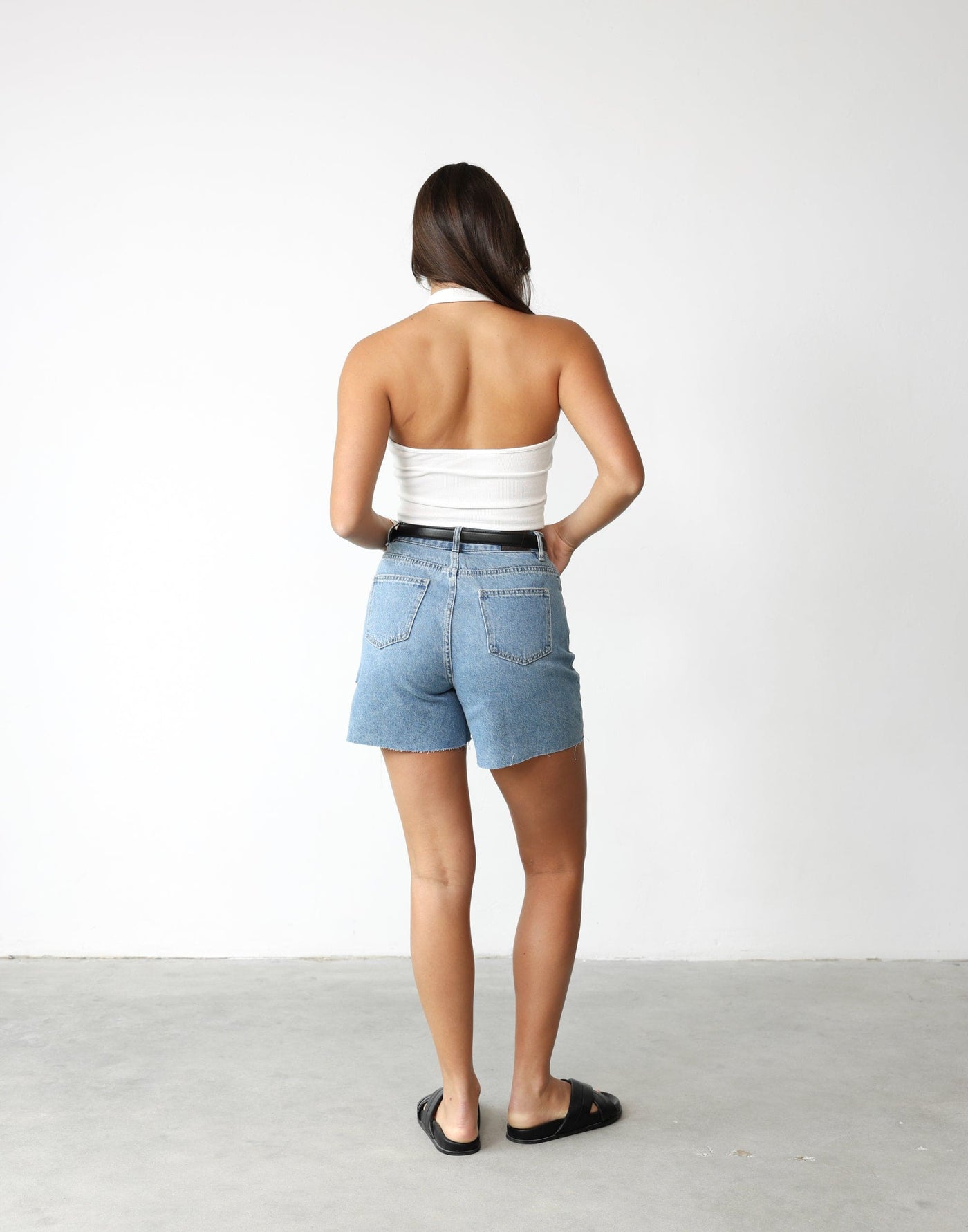 Sunlight Denim Shorts (Denim Blue) - High Waisted Shorts - Women's Shorts - Charcoal Clothing