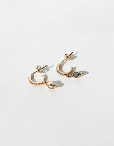 Xiamara Earrings (Gold) - Push Back Drop Pendant Earring - Women's Accessories - Charcoal Clothing