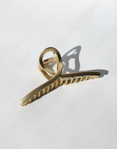 Larah Hair Clip (Gold) - Gold-toned Lobster Clasp Clip - Women's Accessories - Charcoal Clothing