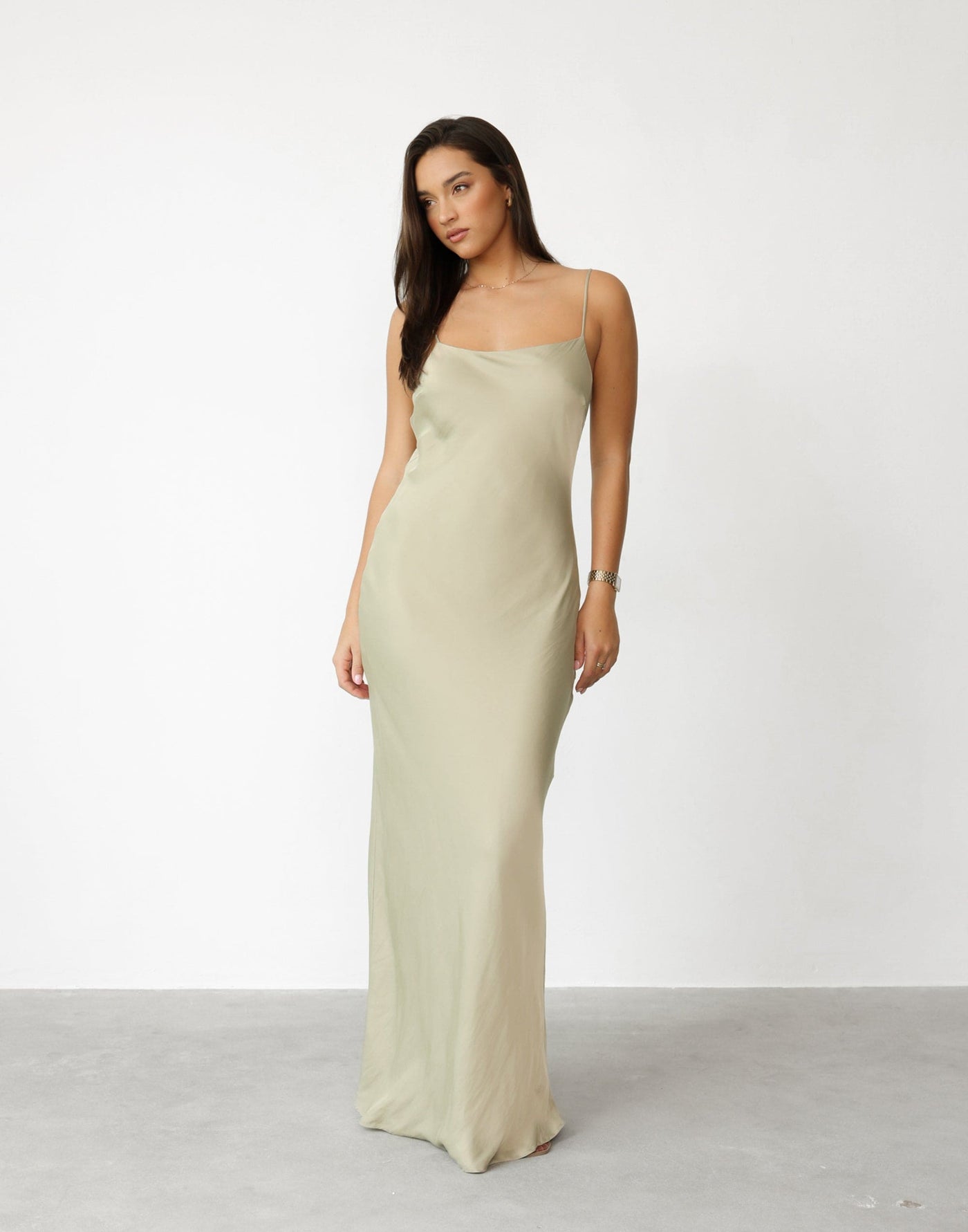 Aspen Maxi Dress (Meadow) | CHARCOAL Exclusive - Satin Thin Strap Slip Maxi Dress - Women's Dress - Charcoal Clothing