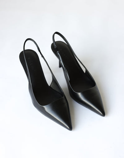 Idana Heels (Black) - By Billini - Pointed Toe Slingback High Heels - Women's Shoes - Charcoal Clothing