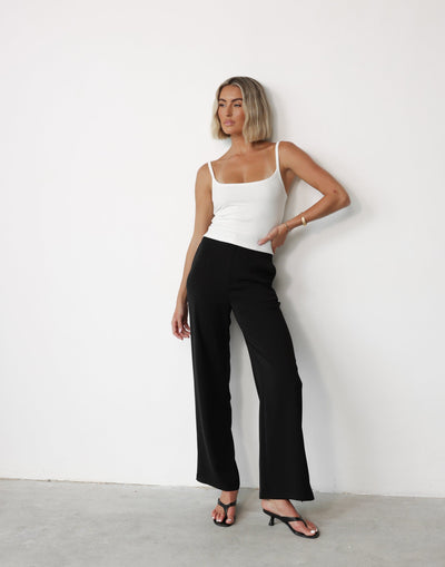 Sailing Away Pants (Black) | CHARCOAL Exclusive - High Waisted Subtle Split Side Pants - Women's Pants - Charcoal Clothing