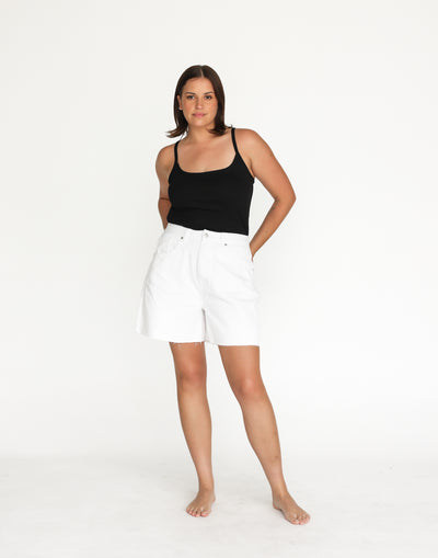Jordan Denim Shorts (White) | CHARCOAL Exclusive - Wide Leg Long Denim Short - Women's Shorts - Charcoal Clothing