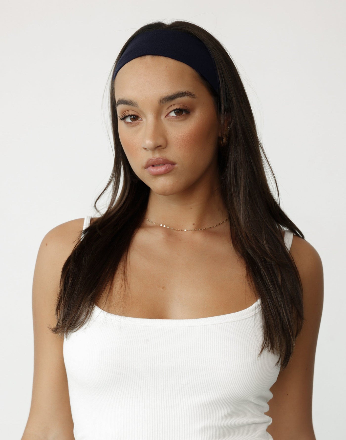 Carmen Headband (Navy) - Thick Fabric Headband - Women's Accessories - Charcoal Clothing