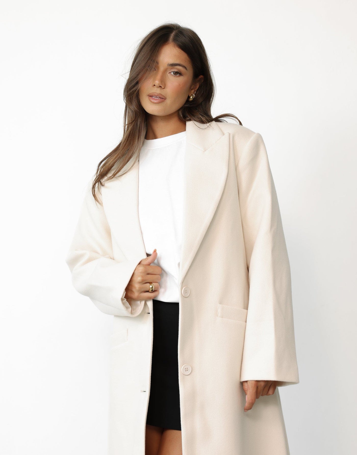 Olsen Coat (Cream) - By Lioness - - Women's Outerwear - Charcoal Clothing