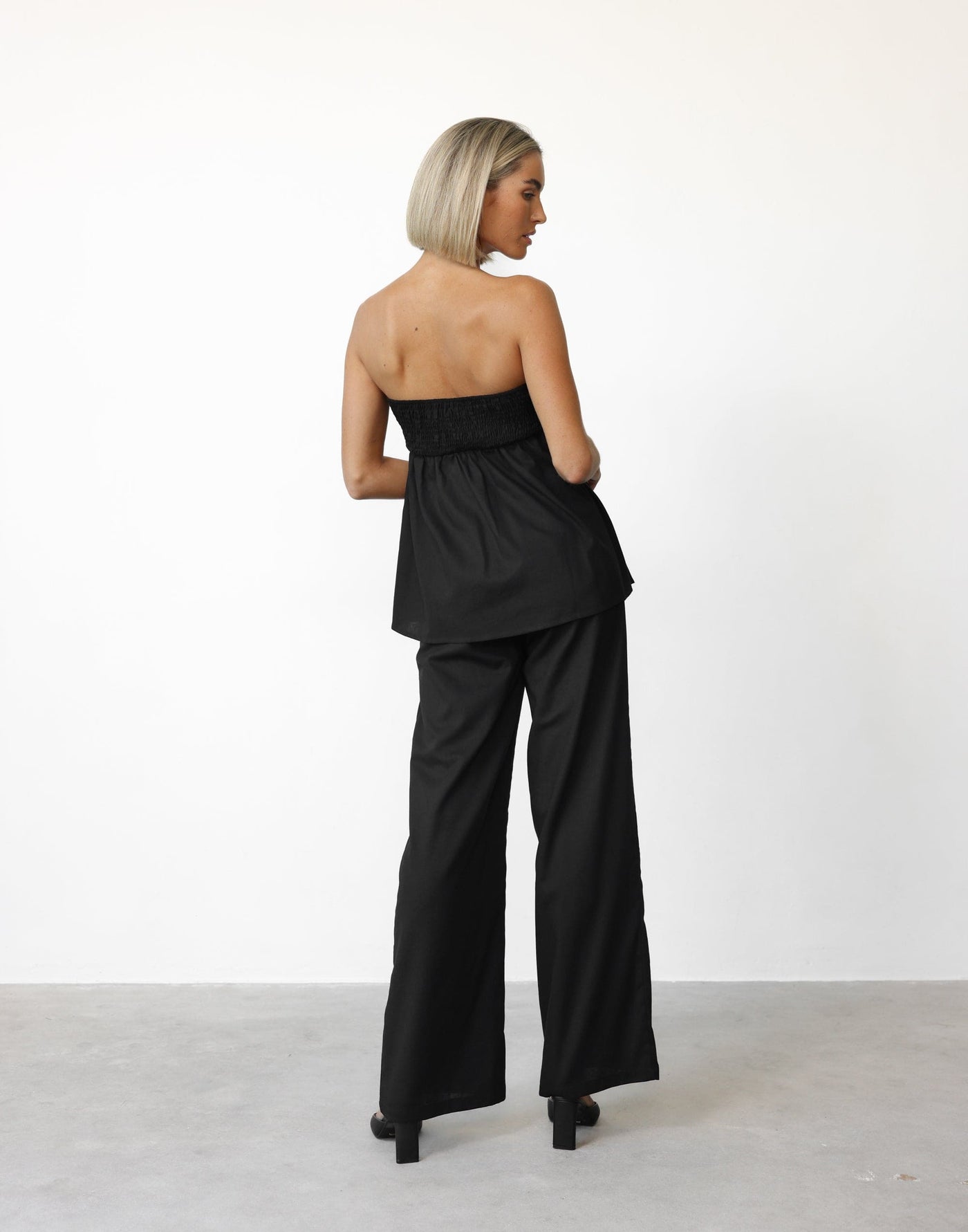 Tarsha Linen Pants (Black) | CHARCOAL Exclusive - High Waisted Zipper and Clasp Entry Pants - Women's Pants - Charcoal Clothing