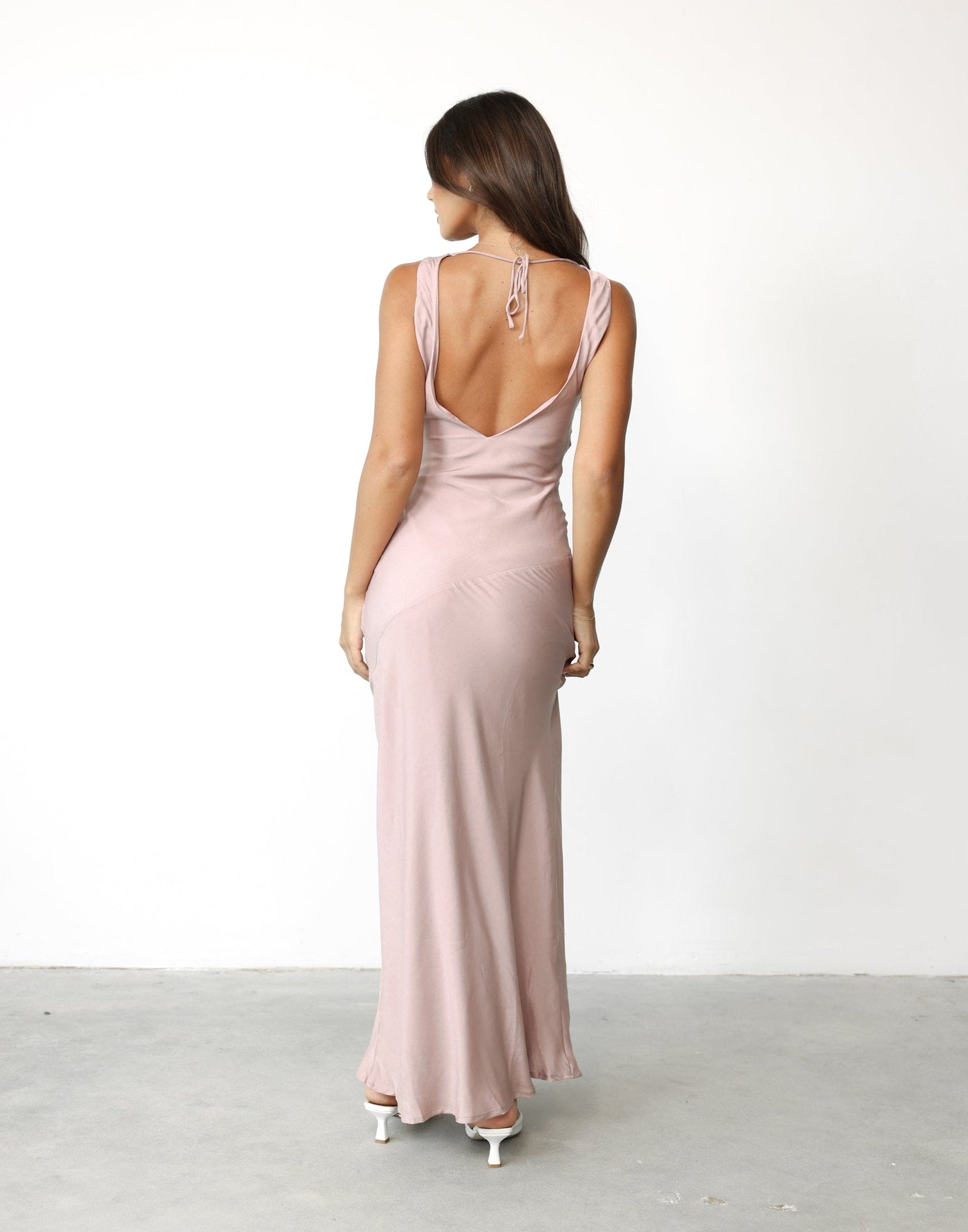 Imogen Maxi Dress (Mauve) - Cowl Neck Low Back Maxi Dress - Women's Dress - Charcoal Clothing