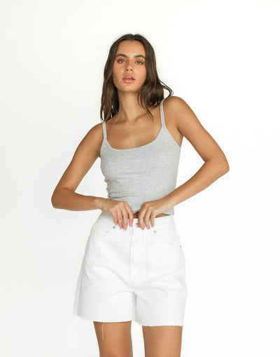 Malina Cami Top (Grey Marle) | CHARCOAL Exclusive - Ribbed Lined Basic Scoop Neck Tank Top - Women's Top - Charcoal Clothing
