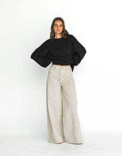 Aydin Jeans (Vintage Stone) | CHARCOAL Exclusive - Front Panel Detail High Waisted Denim - Women's Pants - Charcoal Clothing