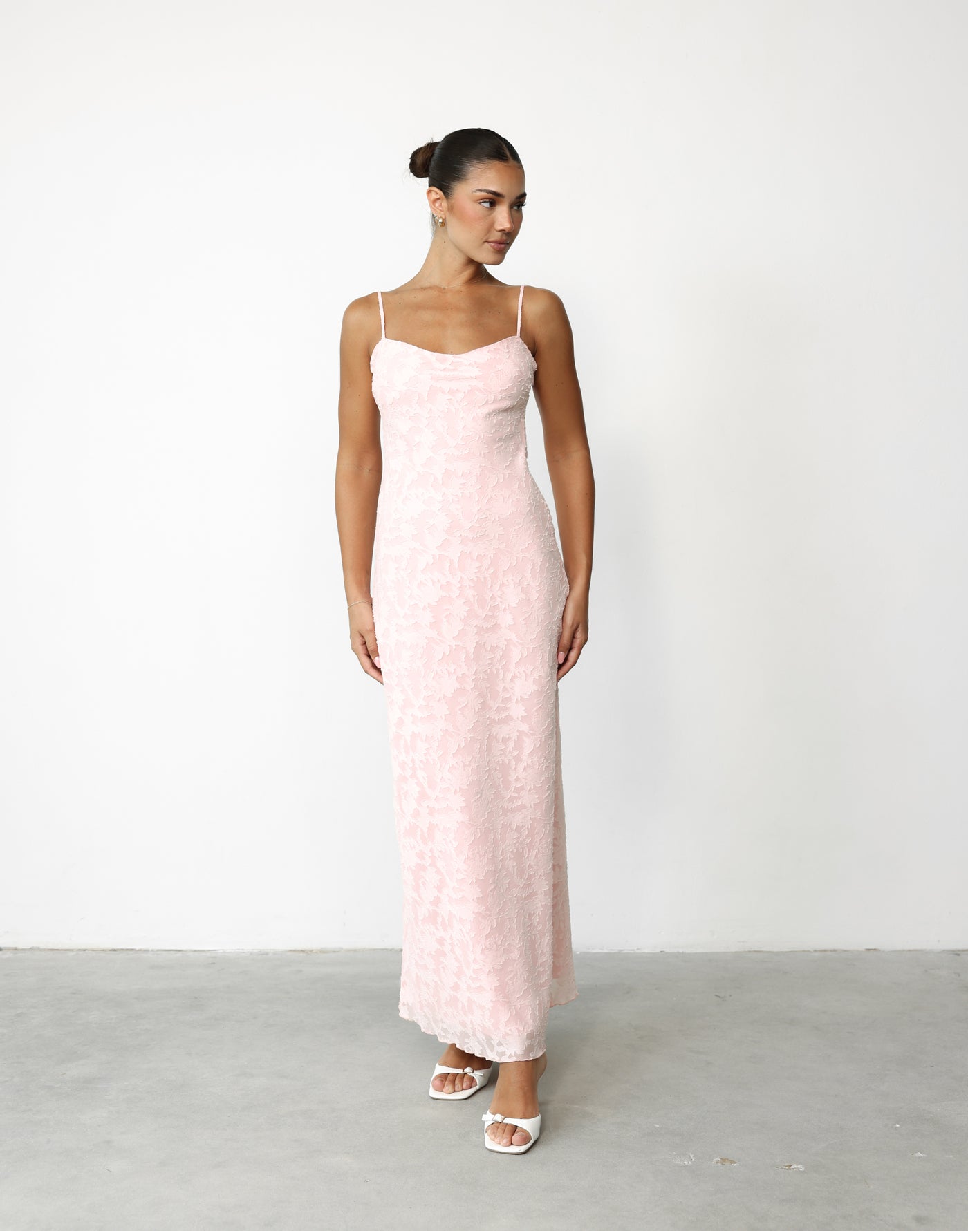 Juliet Maxi Dress (Blush) | CHARCOAL Exclusive - Textured Floral Print Adjustable Strap Maxi - Women's Dress - Charcoal Clothing