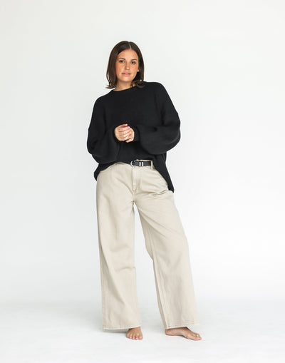 Roman Jeans (Vintage Stone) | CHARCOAL Exclusive - Low Rise Wide Leg Jeans - Women's Pants - Charcoal Clothing