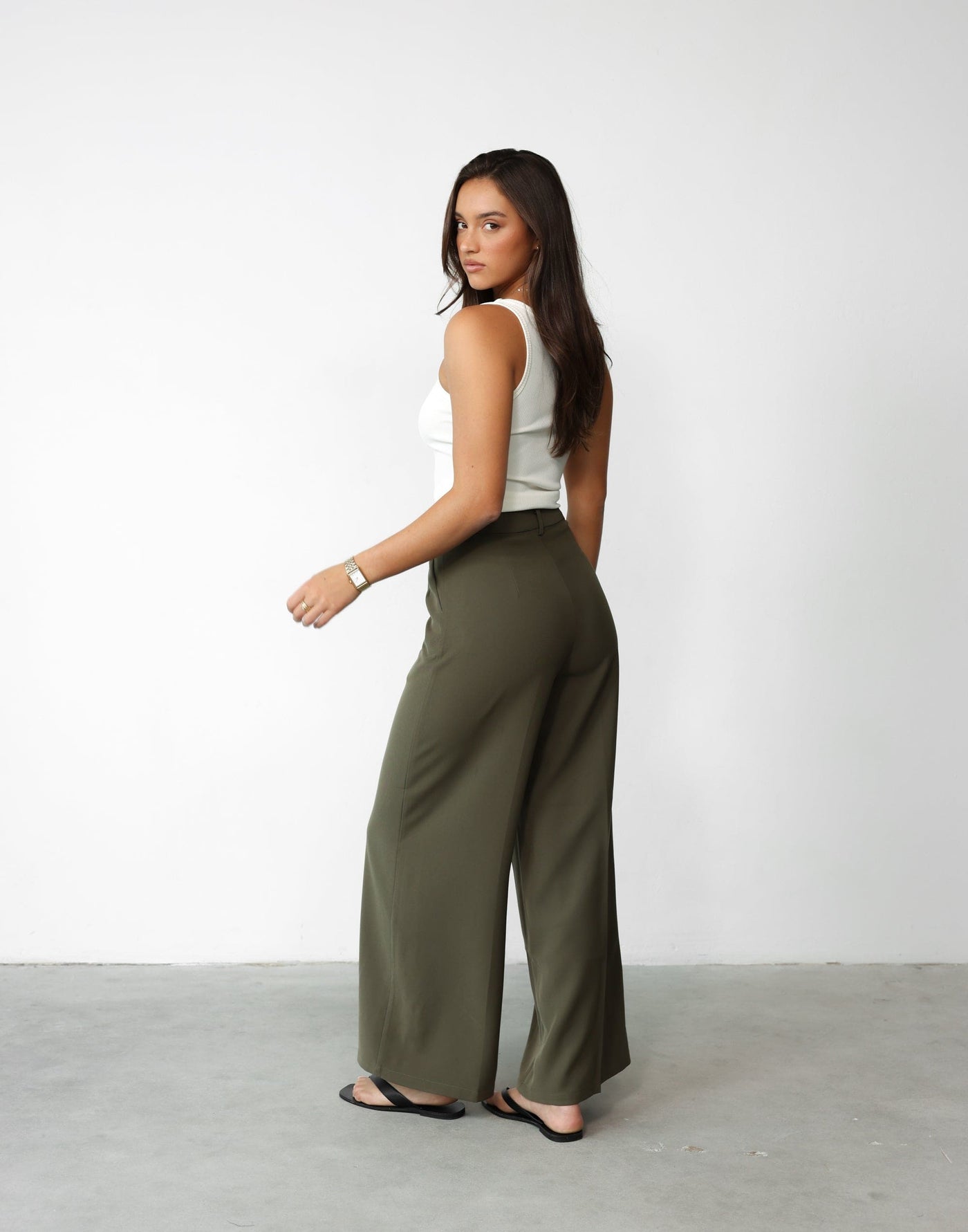 Harper Pants (Burnt Olive) - High Waisted Wide Leg Pant - Women's Pants - Charcoal Clothing