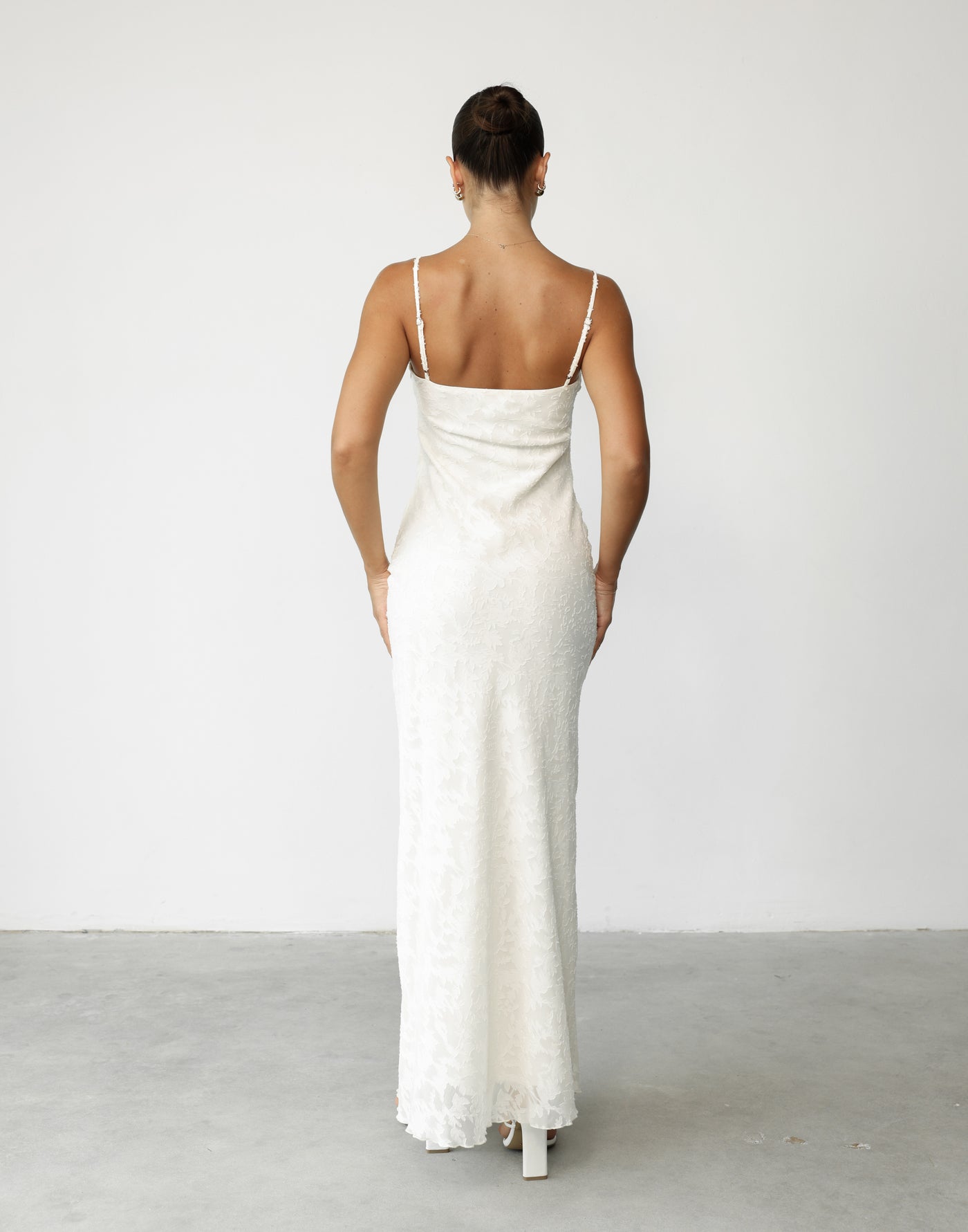 Juliet Maxi Dress (Cream) | CHARCOAL Exclusive - Textured Floral Print Adjustable Strap Maxi - Women's Dress - Charcoal Clothing