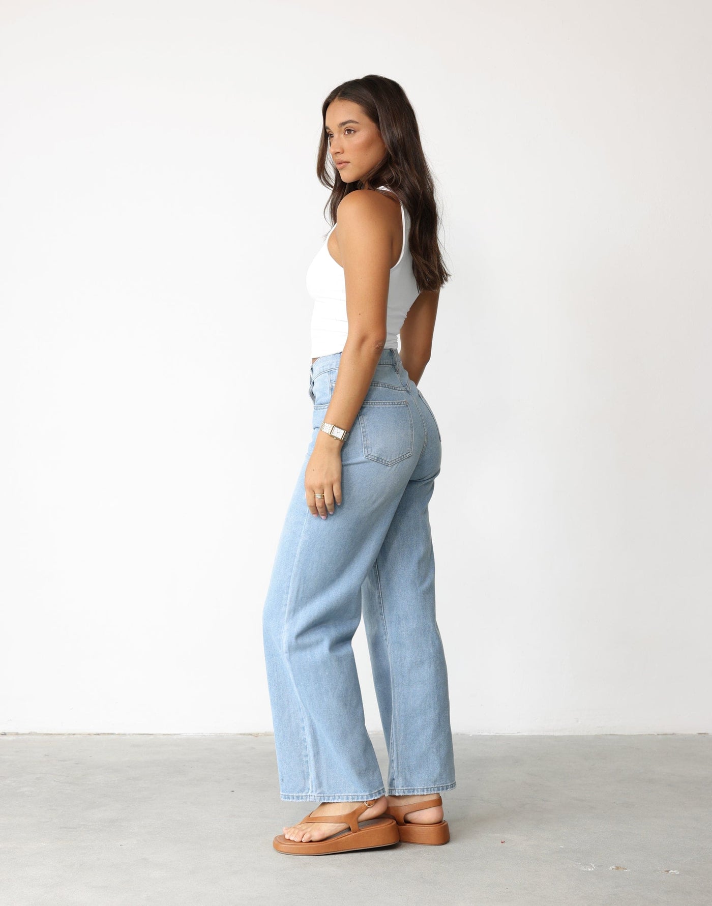 Tinah Jeans (Light Wash) - Mid Rise Wide Leg Jeans - Women's Pants - Charcoal Clothing