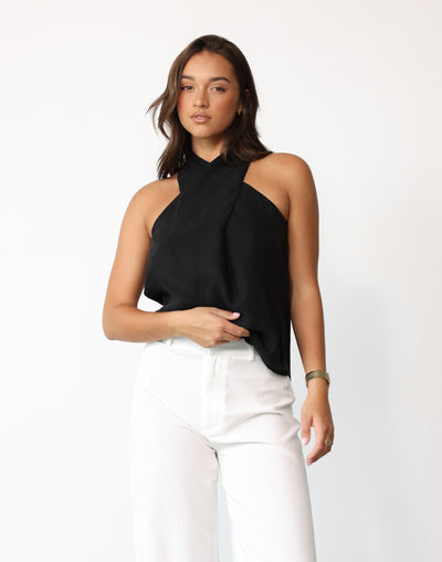 Whynter Top (Black) - Cupro Open Front Button Closure Back Top - Women's Top - Charcoal Clothing