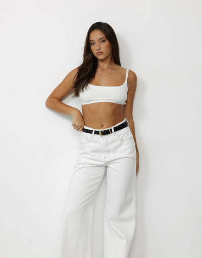 Malina Crop Top (White) | Charcoal Clothing Exclusive - Bralette Style Ribbed Lined Top - Women's Top - Charcoal Clothing