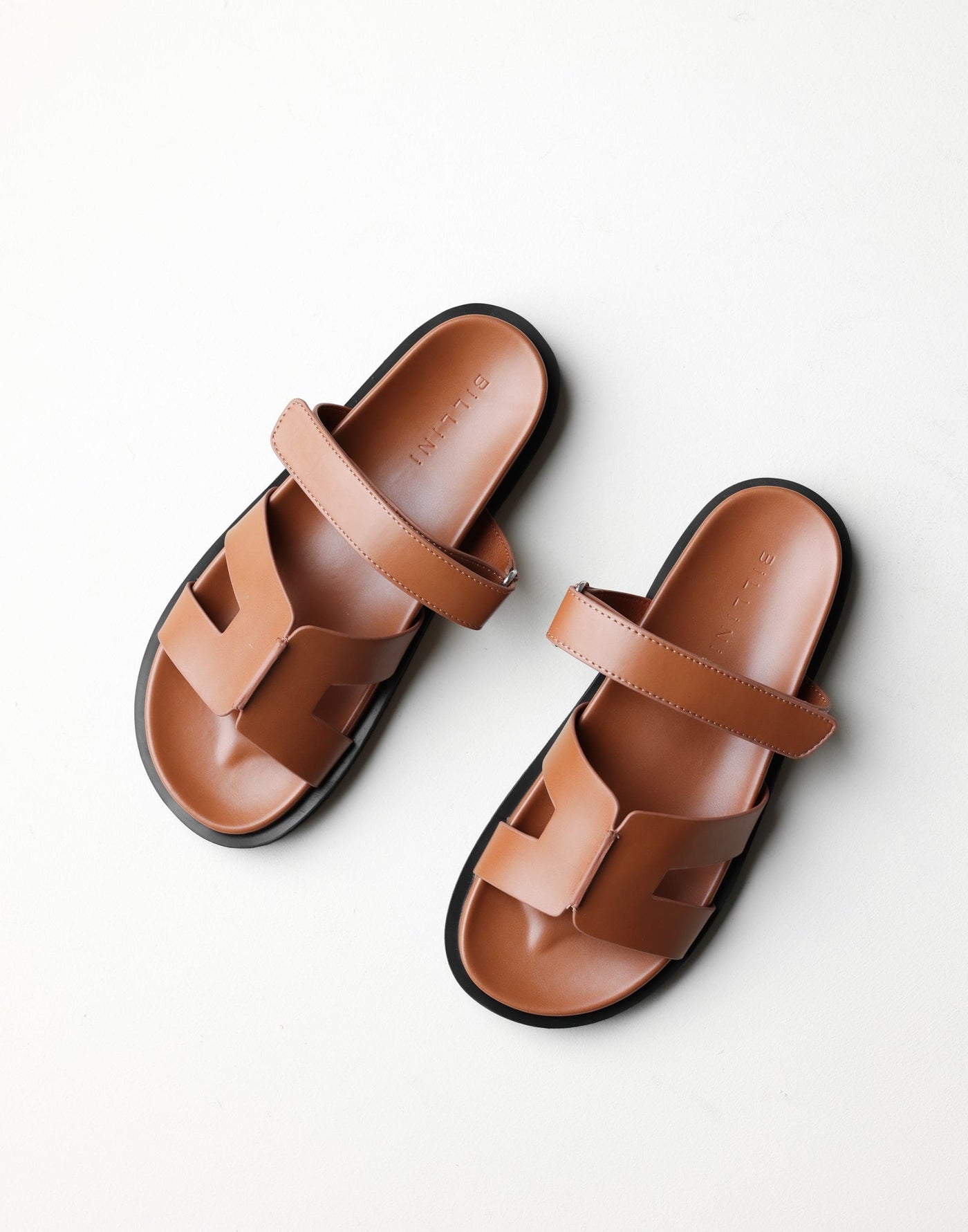Theon Slides (Tan) - By Billini - Velcro Closure Cut Out Detail Slide - Women's Shoes - Charcoal Clothing