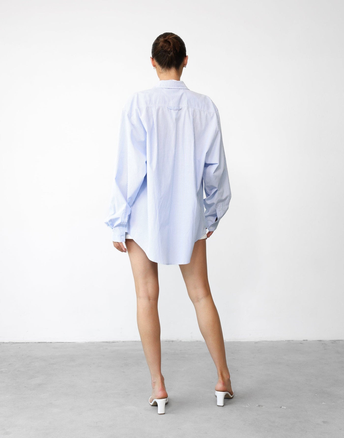 Franco Shirt (Blue/White Stripe) - Oversized Button-up Shirt - Women's Top - Charcoal Clothing
