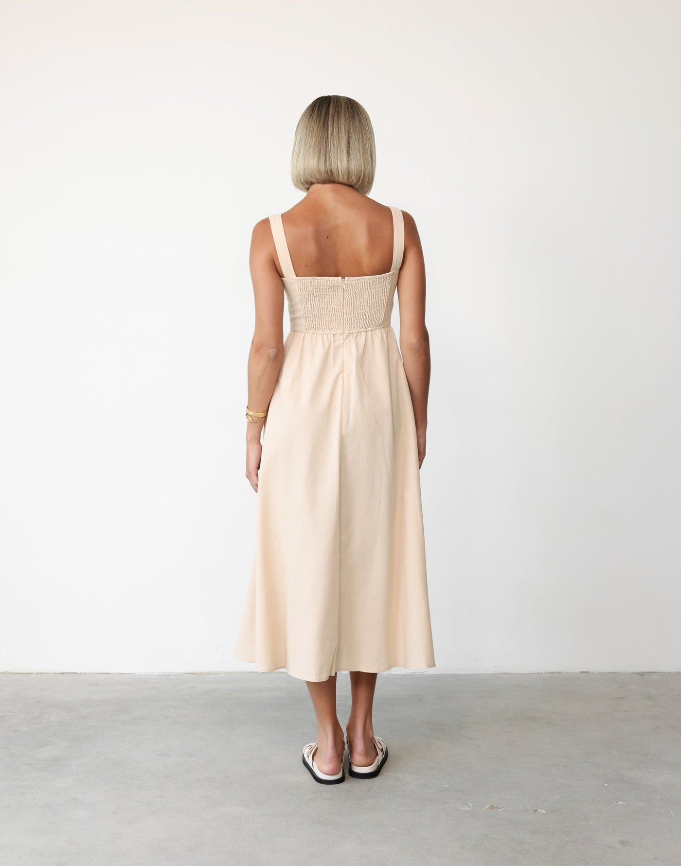 Mariel Maxi Dress (Beige) - Empire Waist Style Maxi Dress - Women's Dress - Charcoal Clothing