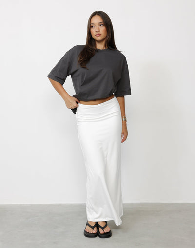 Lindsay Maxi Skirt (White) | Charcoal Clothing Exclusive - Bodycon Jersey Maxi Skirt - Women's Skirt - Charcoal Clothing