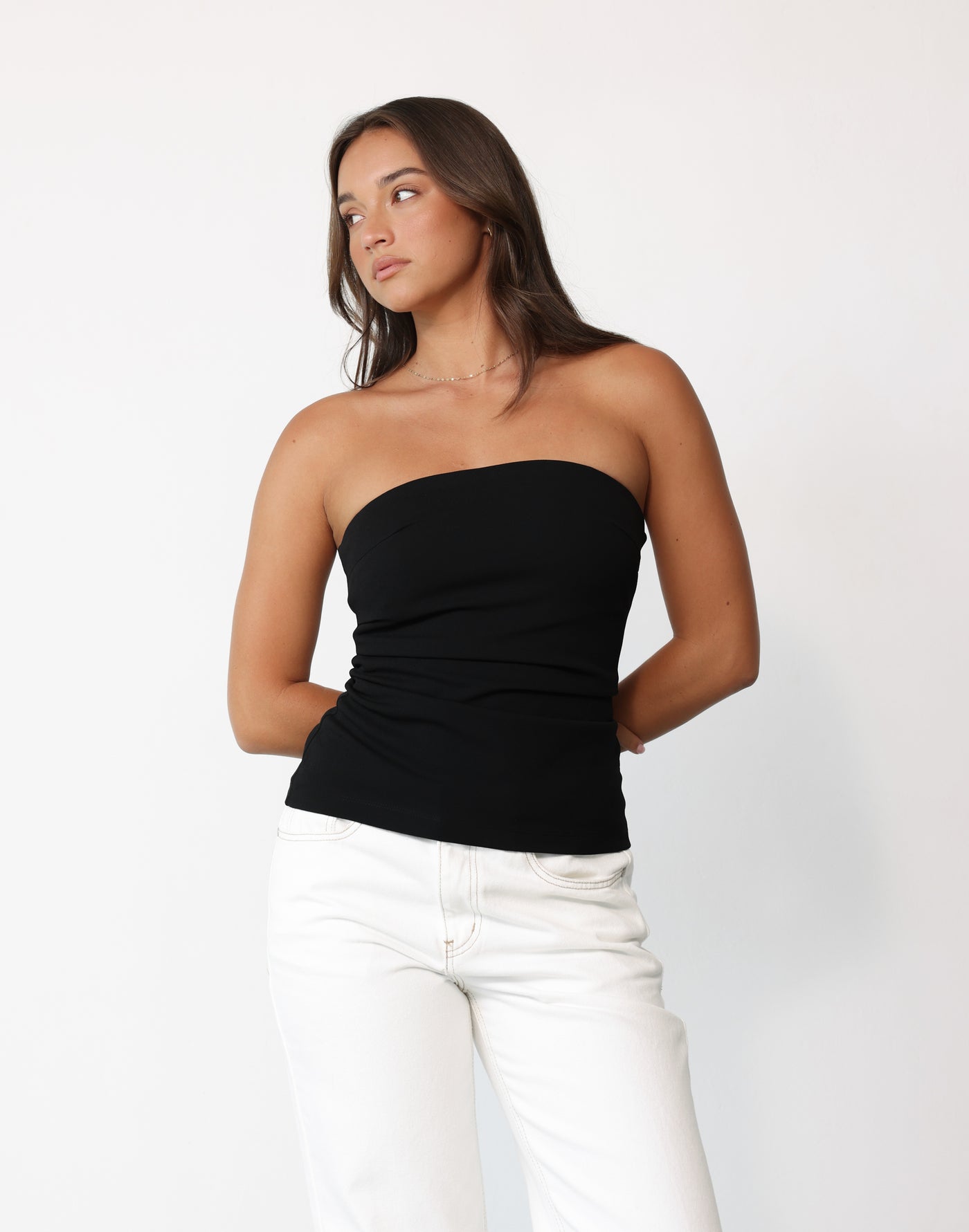 Reverie Top (Black) - Strapless Tube Style Longline Top - Women's Top - Charcoal Clothing