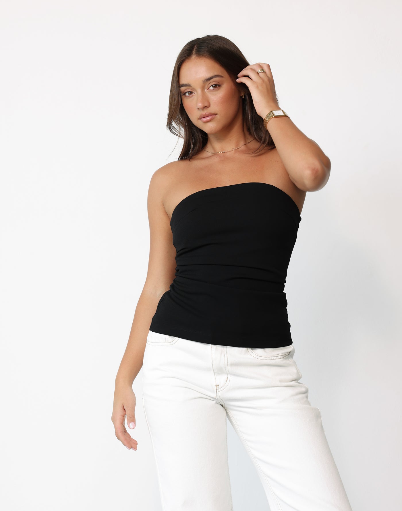 Reverie Top (Black) - Strapless Tube Style Longline Top - Women's Top - Charcoal Clothing
