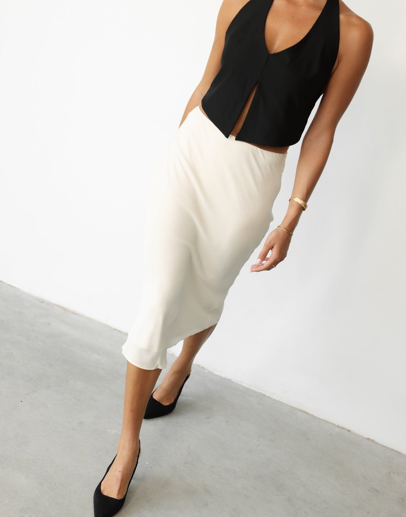 Isla Midi Skirt (Oat) | Charcoal Clothing Exclusive - Mid to Low Rise Midi Skirt - Women's Skirt - Charcoal Clothing