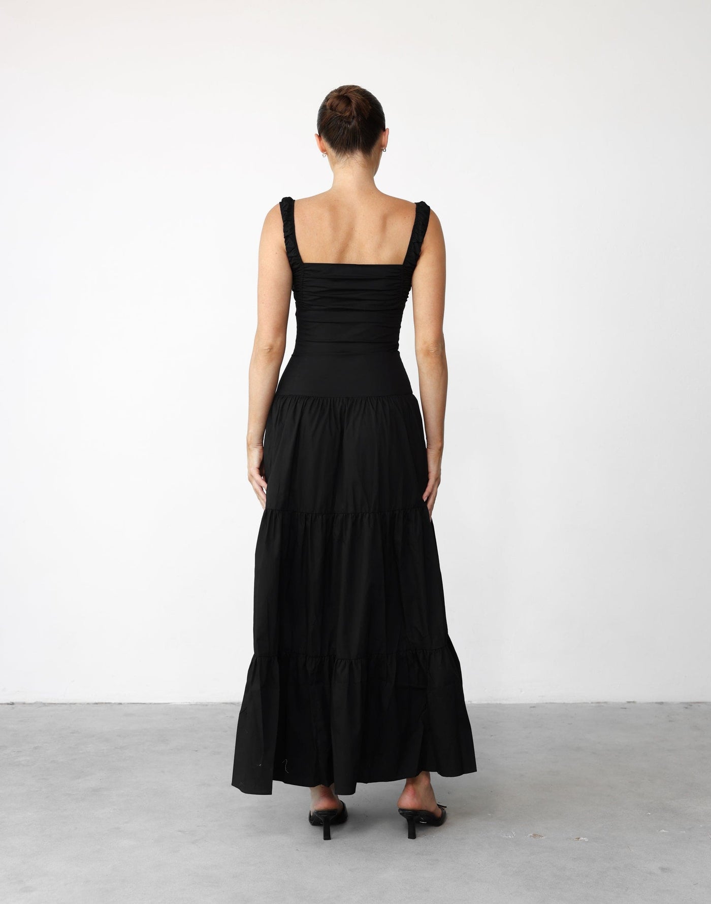 Heart Shaped Maxi (Onyx) - By Lioness - Corset Upper Ruched Maxi - Women's Dress - Charcoal Clothing