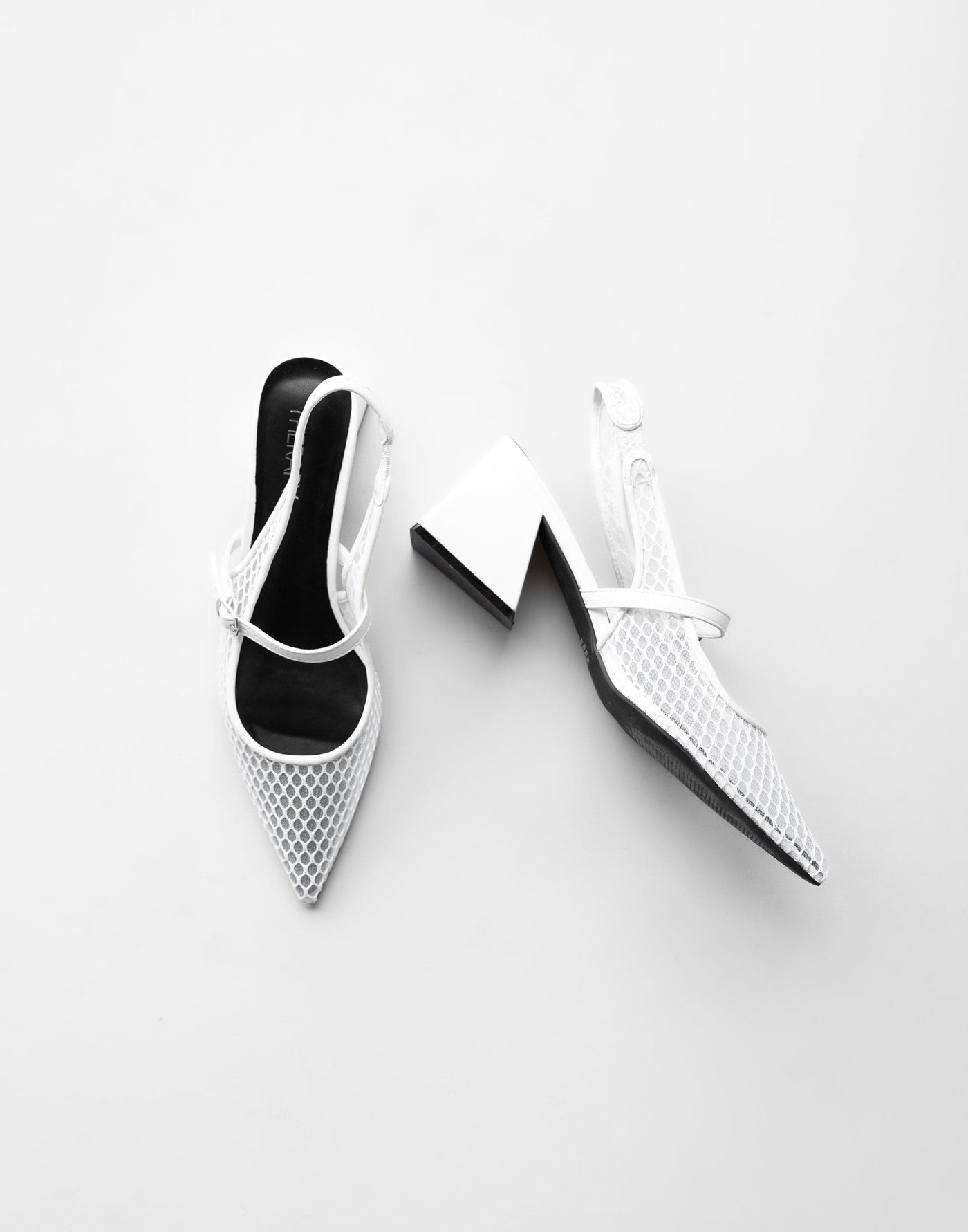 Severe Heels (White) - By Therapy - Pointed Toe Upper Strap Flared Heel - Women's Shoes - Charcoal Clothing
