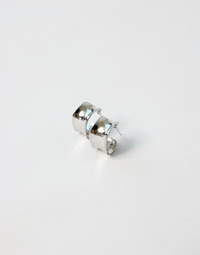 Kaci Earrings (Silver) - Hoop Style Push Back Earrings - Women's Accessories - Charcoal Clothing