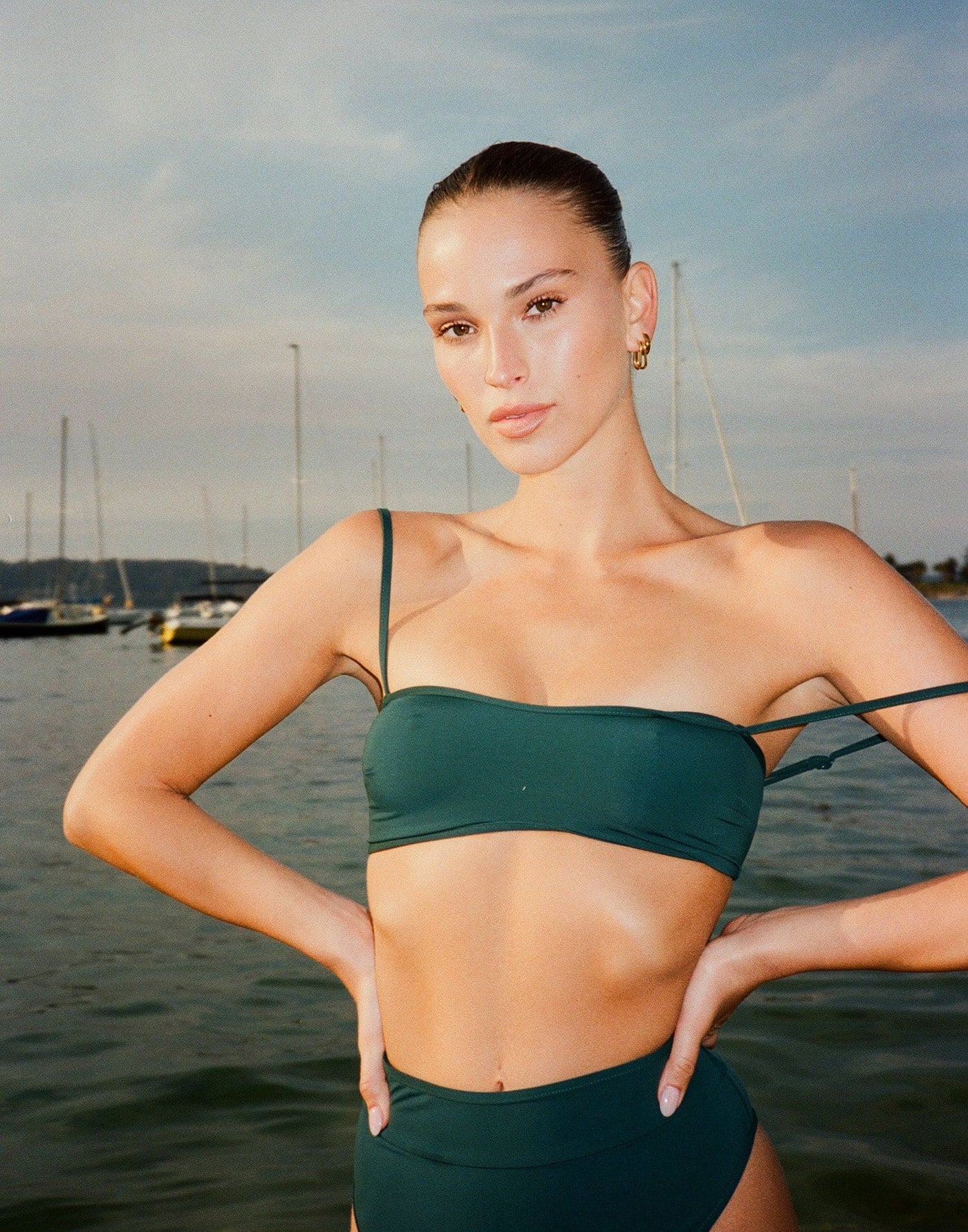 On Board Bikini Top (Lake Green) - Soft Sweetheart Neckline Bikini Top - Women's Swim - Charcoal Clothing