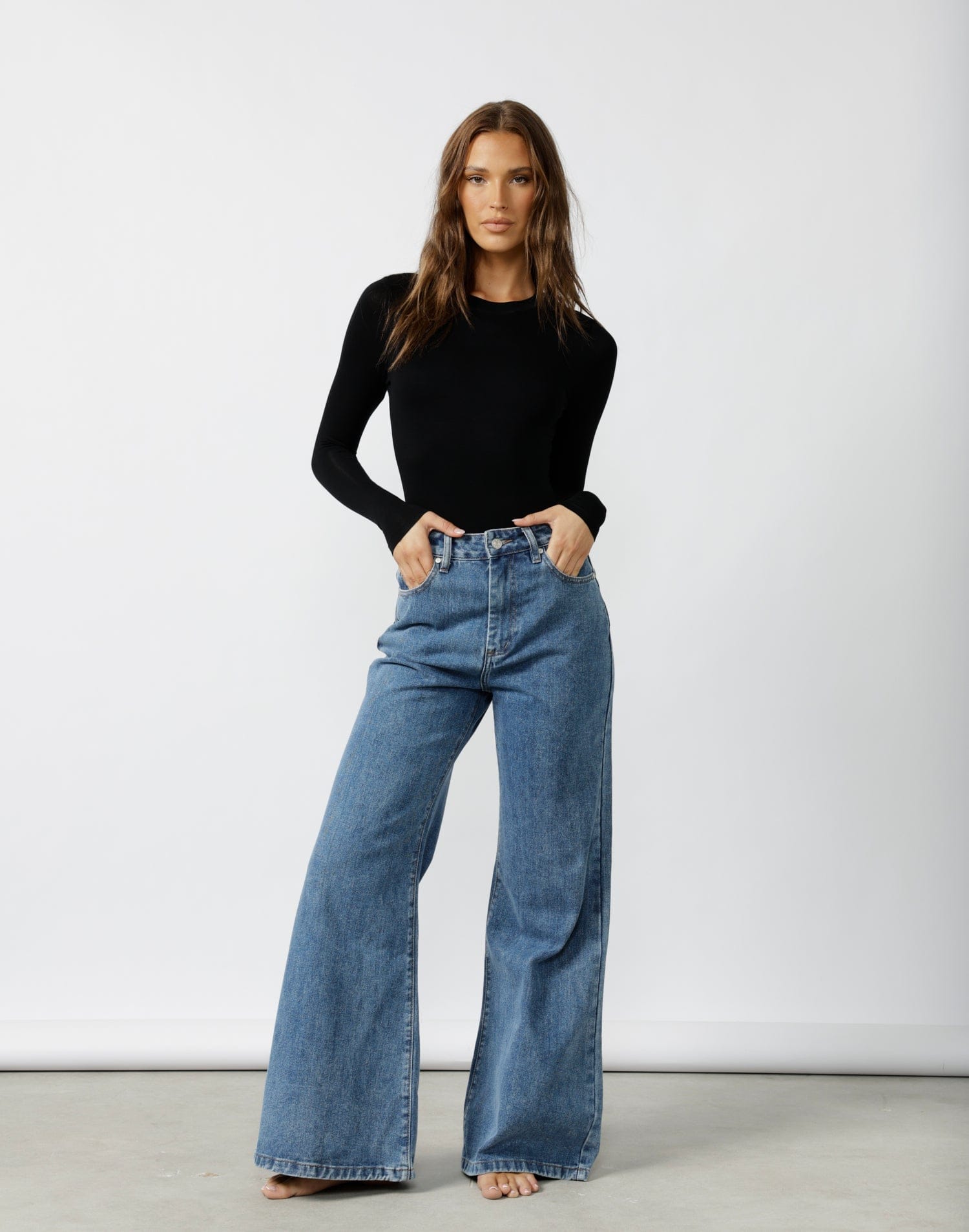 Ethan Wide Leg Jeans (Mid Wash) - Mid Wash Blue Wide Leg Jeans – CHARCOAL