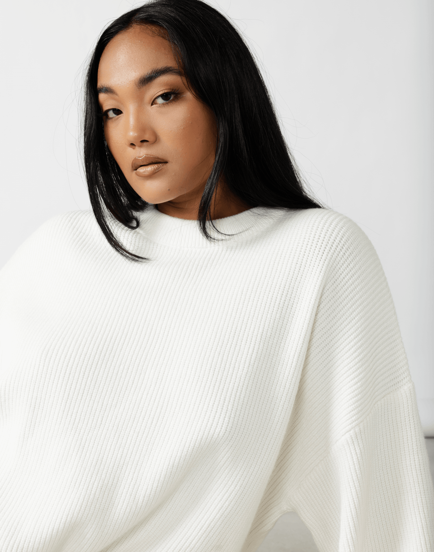 Cody Oversized Jumper (Cream) - Cream Oversized Knit Jumper - Women's Top - Charcoal Clothing