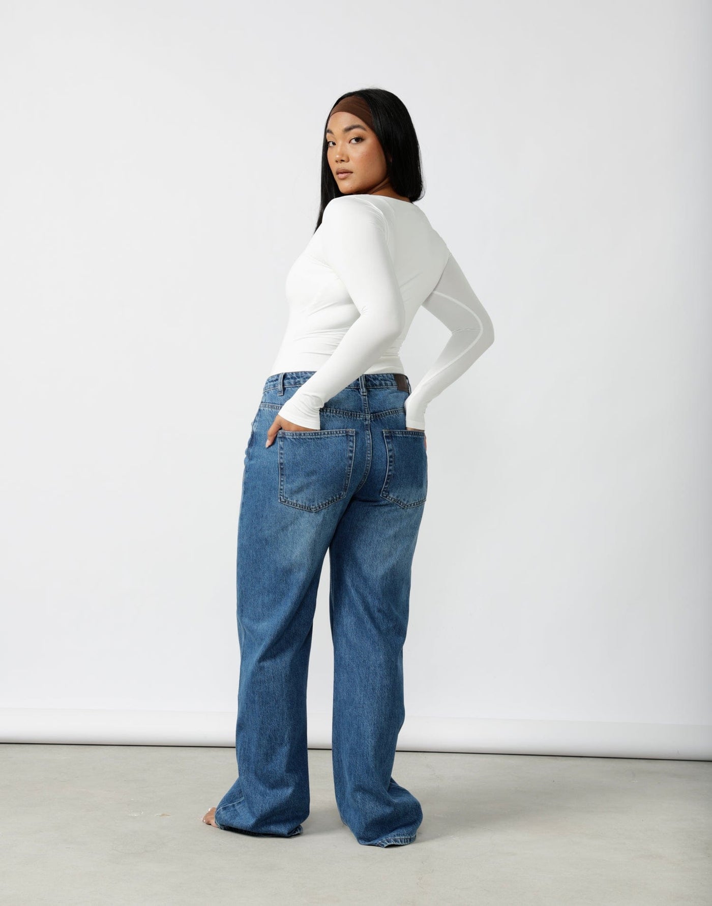 Easton Jeans (Mid Wash) - Mid Wash Denim Low Rise Jeans - Women's Pants - Charcoal Clothing