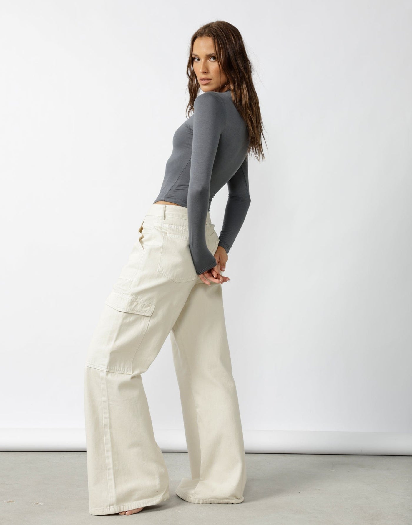 Adrian Cargo Jeans (Pumice) - Cream Cargo Jeans - Women's Pants - Charcoal Clothing