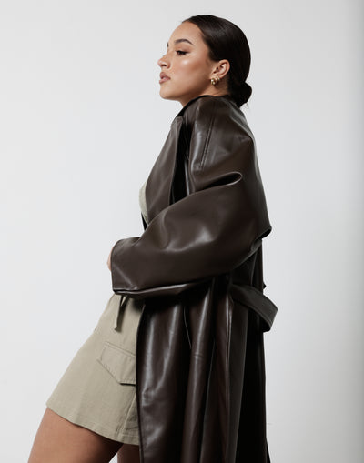 Wilana Trench Coat (Cocoa) - Cocoa Brown Trench Coat - Women's Outerwear - Charcoal Clothing