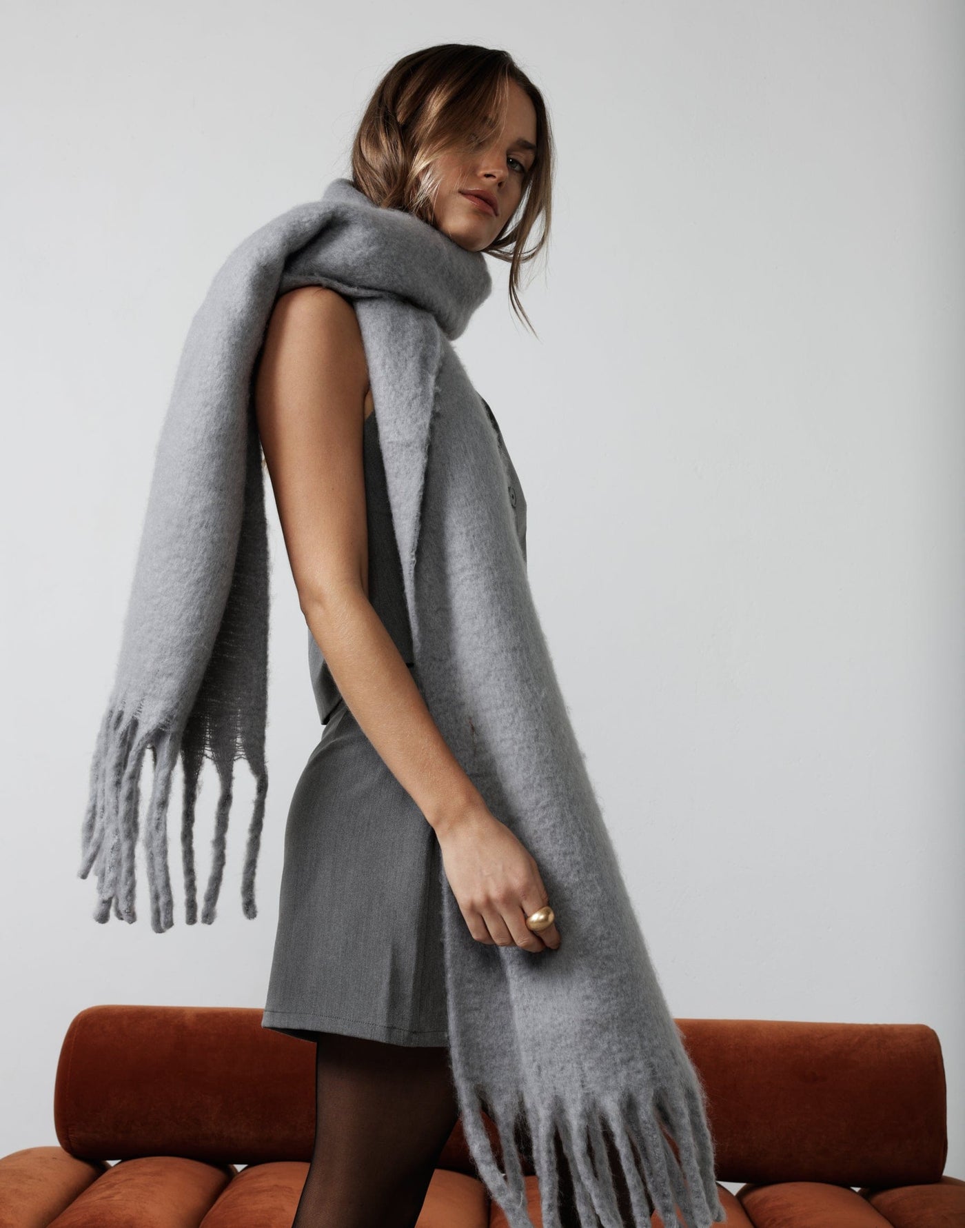 Zara Scarf (Concrete Grey) - Grey Scarf - Women's Accessories - Charcoal Clothing