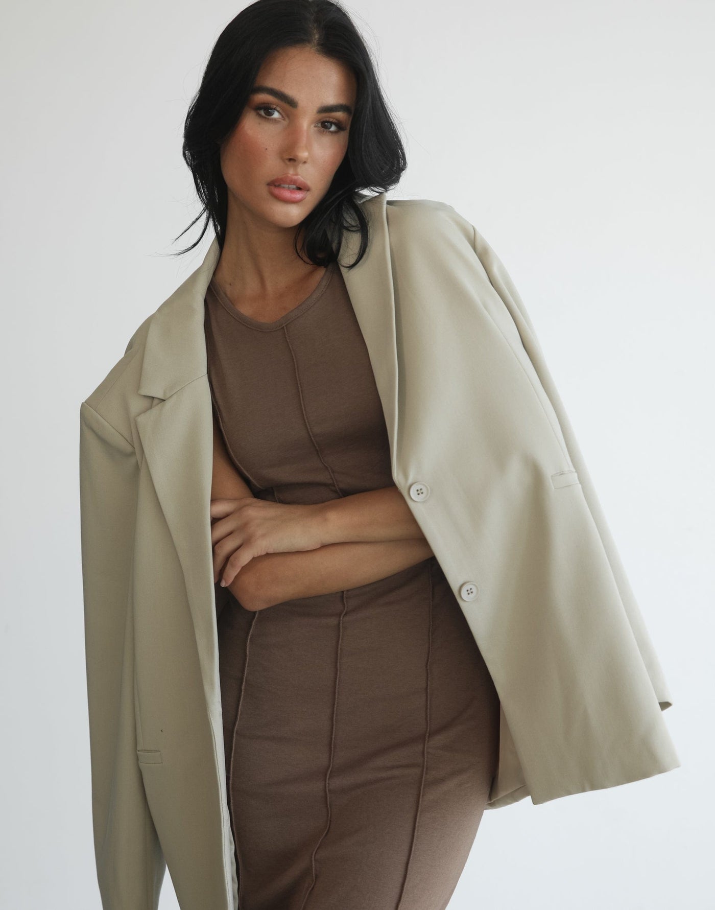 Ashwood Blazer (Beige) - Beige Blazer - Women's Outerwear - Charcoal Clothing