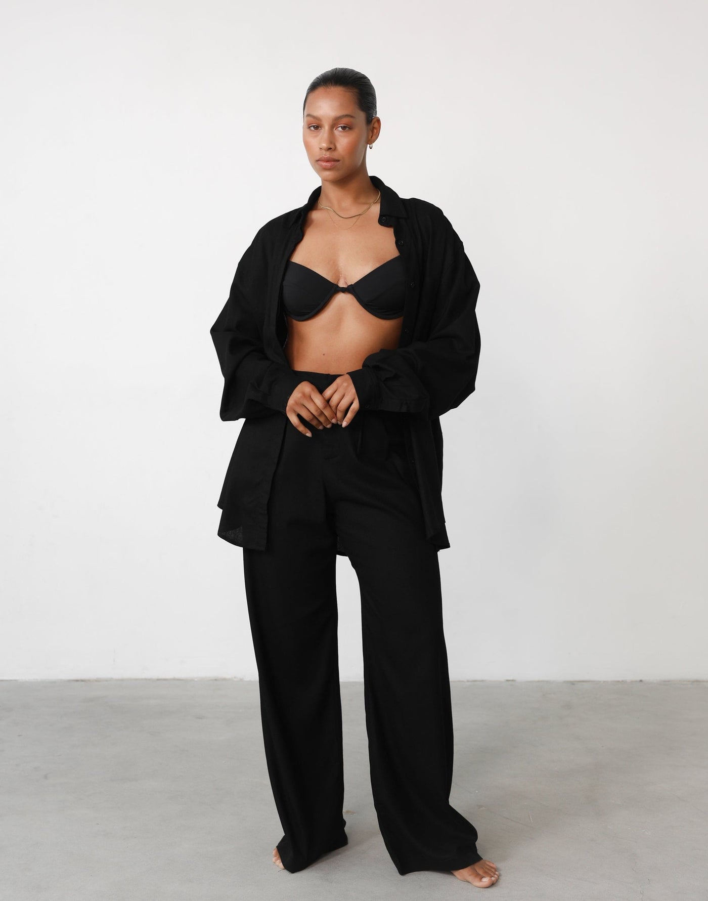 Seneca Linen Shirt (Black) - Black Linen Shirt - Women's Pants - Charcoal Clothing