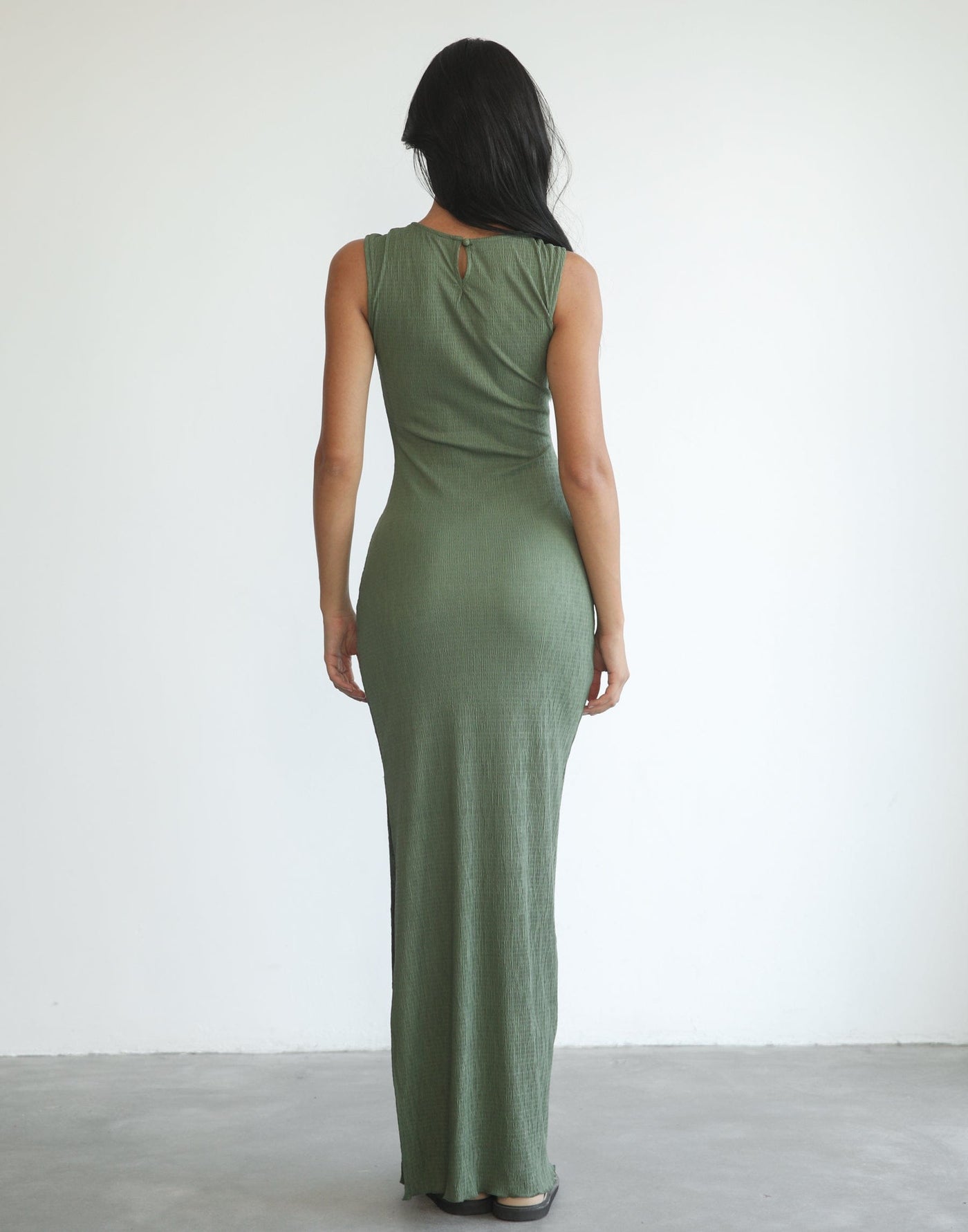 As It Was Maxi Dress (Olive) - Olive Textured Maxi Dress - Women's Dress - Charcoal Clothing