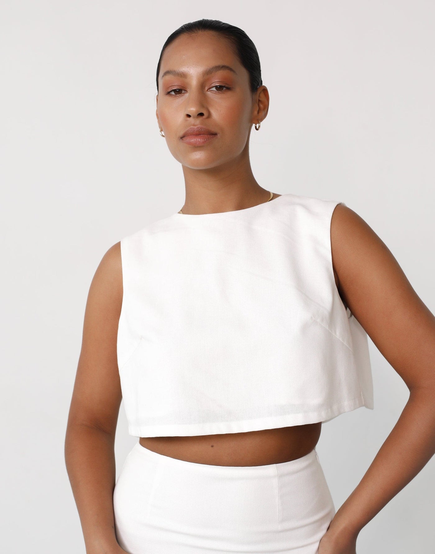 Sincerity Linen Top (White) - White Top - Women's Top - Charcoal Clothing