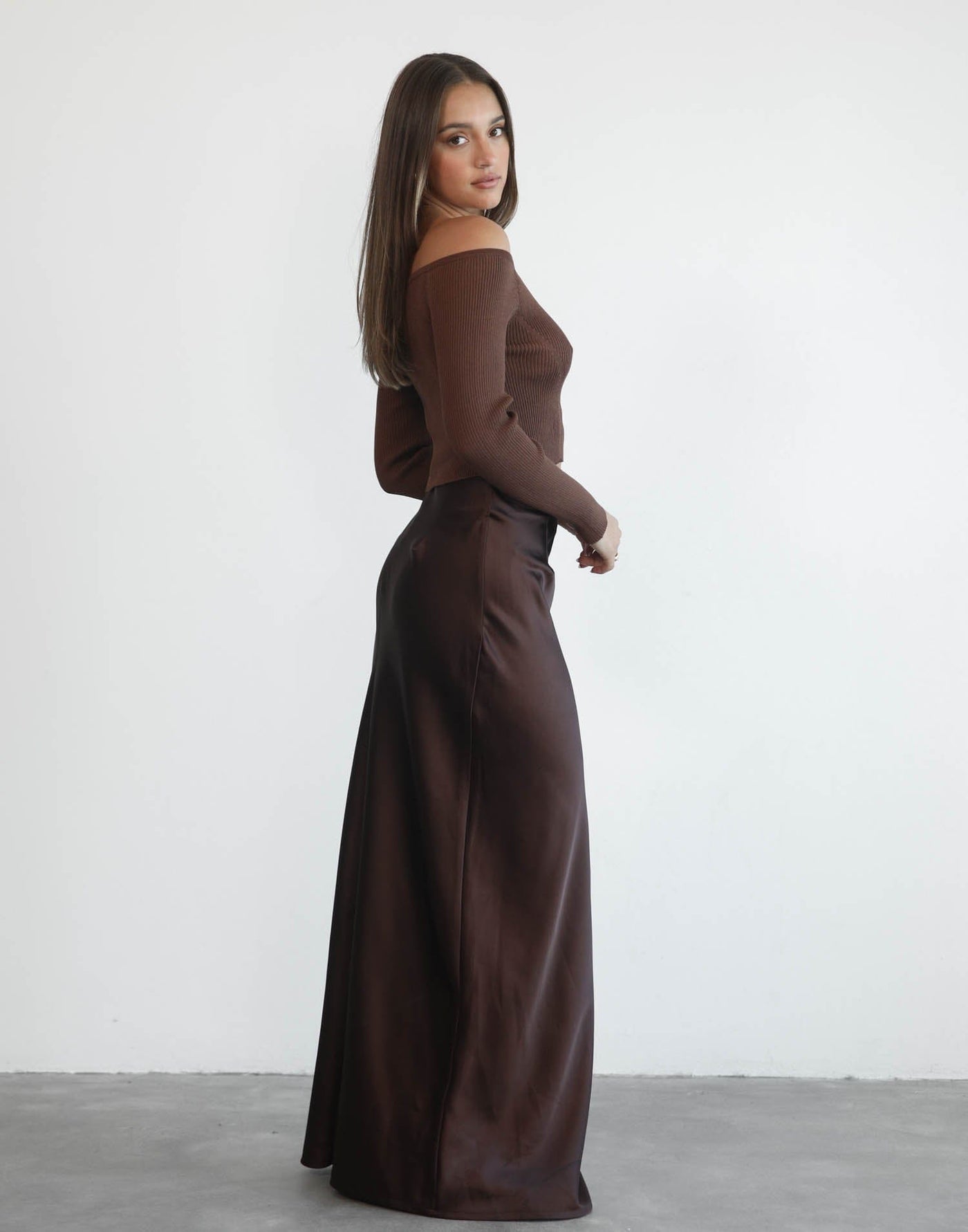 Adriel Long Sleeve Top (Brown) - Brown Long Sleeve Top - Women's Tops - Charcoal Clothing