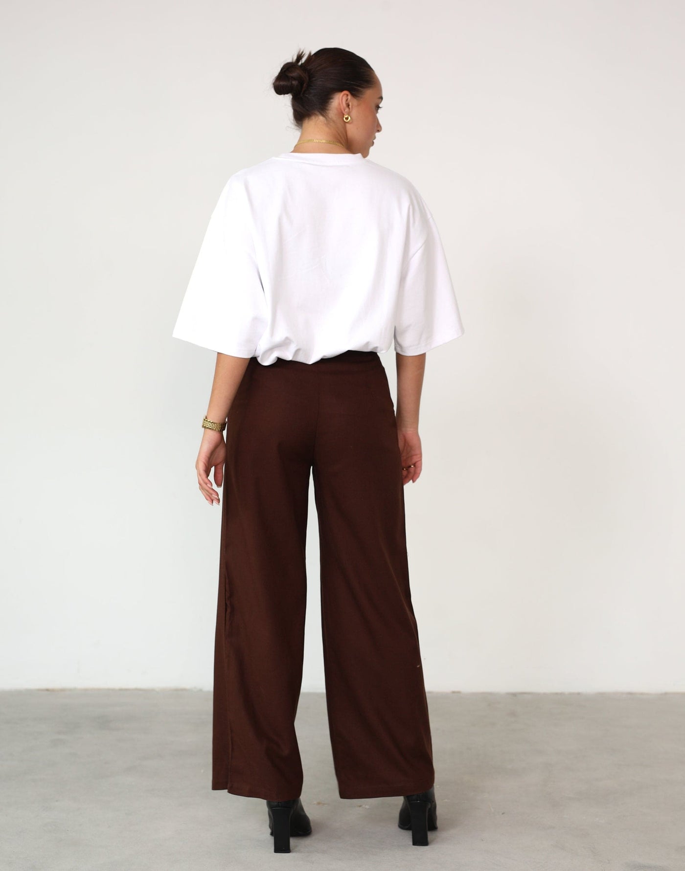 Kahlil Pants (Brown) - High Waisted Wide Leg Pants - Women's Pants - Charcoal Clothing