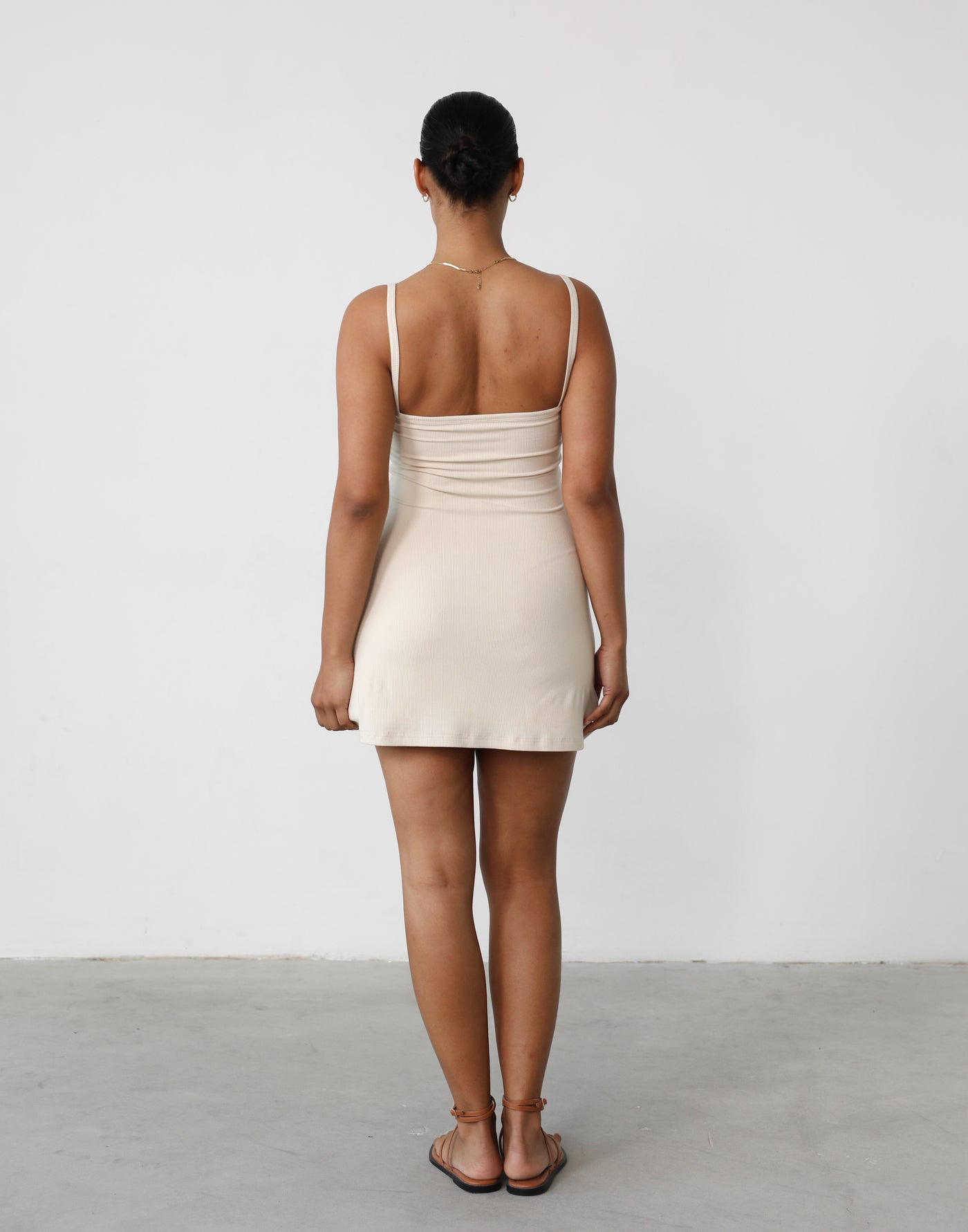 Helia Mini Dress (Oat) - Oat Mini Dress - Women's Dress - Charcoal Clothing