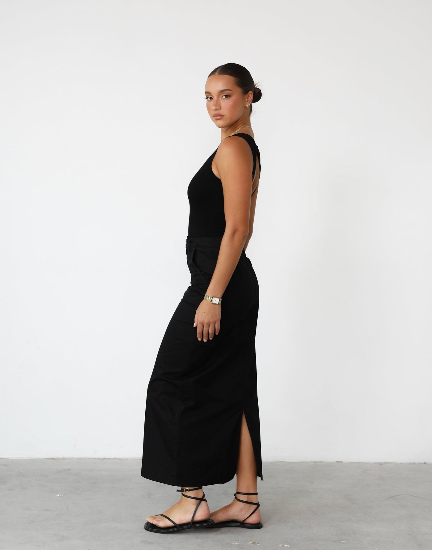 Deena Maxi Skirt (Black) - Cargo Maxi Skirt - Women's Skirt - Charcoal Clothing