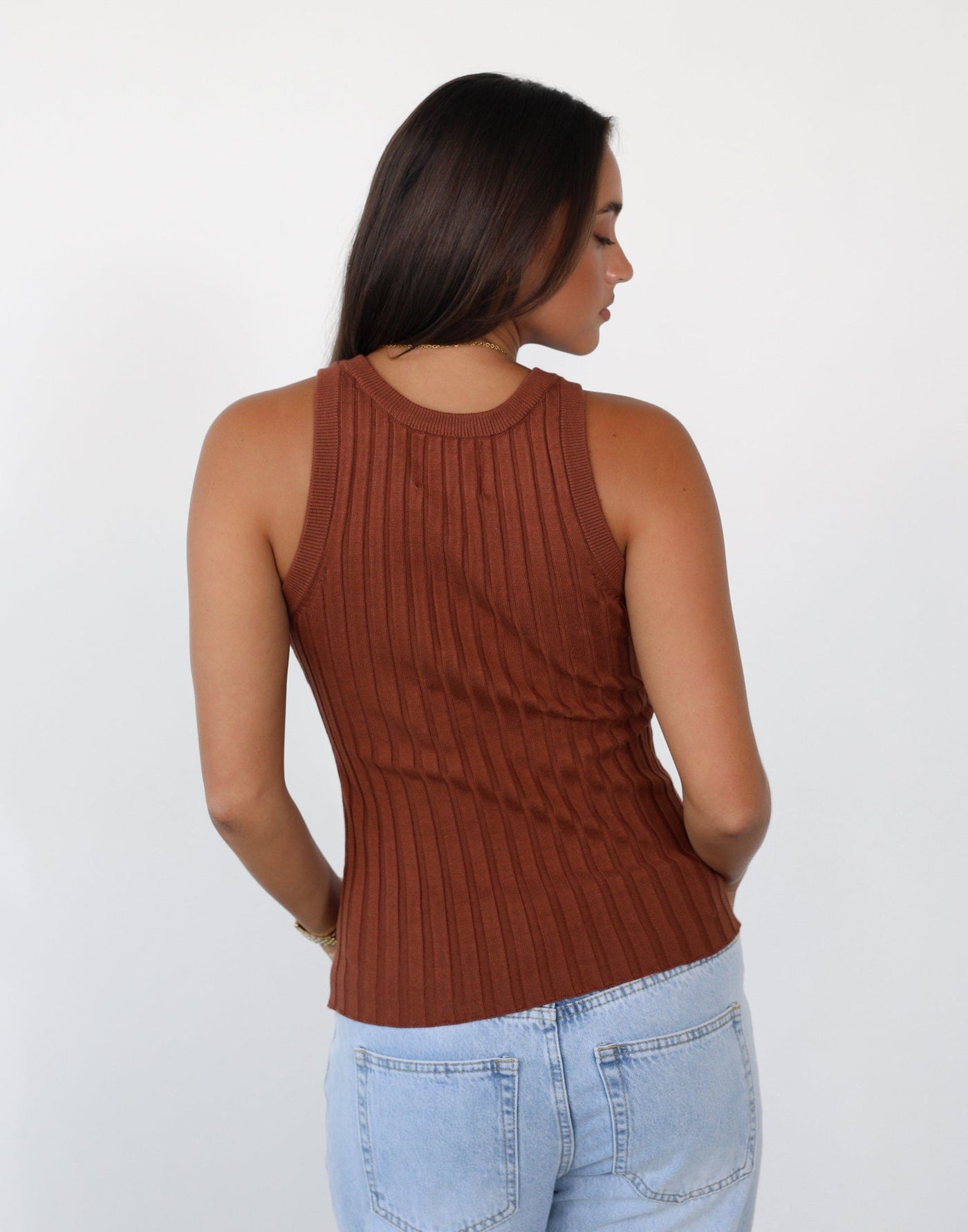 Mae Tank Top (Copper) - Ribbed Sleeveless Tank Top - Women's Top - Charcoal Clothing